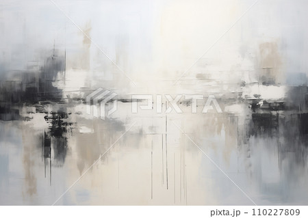 Abstract acrylic painting in grey tone for background. Generative AI image. 110227809