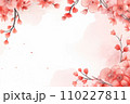 Cherry blossom watercolor painting in red tone. Chinese New Year background with copy space. Generative AI. 110227811
