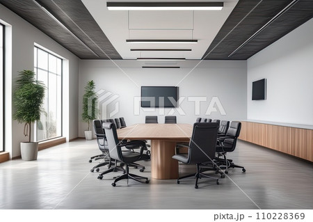 Modern corporate office interior with empty conference room 110228369