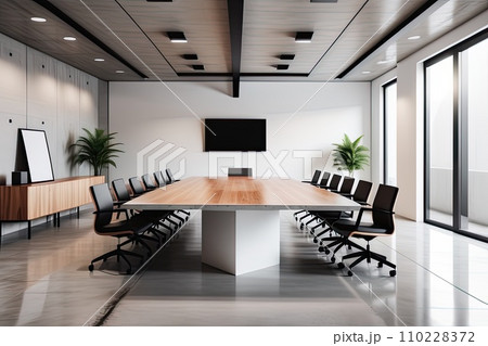 Modern corporate office interior with empty conference room 110228372