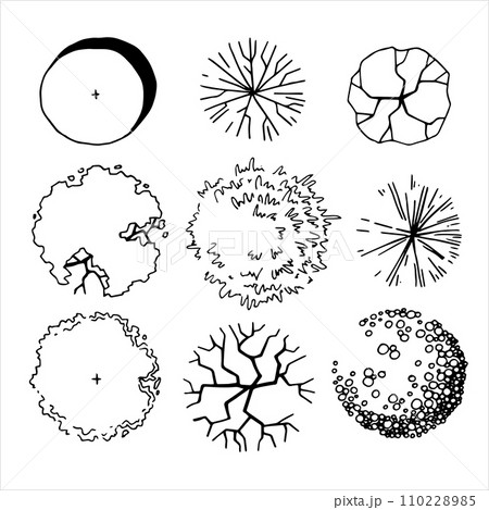 set of trees, hand drawing, top view....のイラスト素材 [110228985] - PIXTA