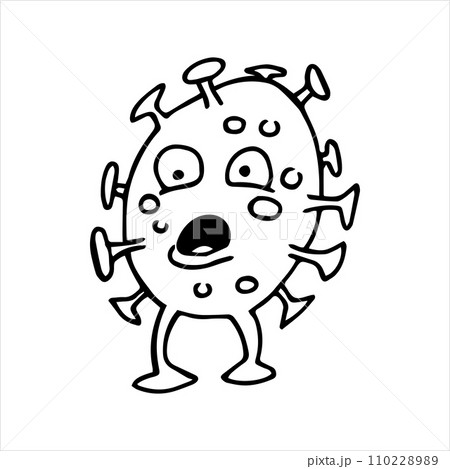 cute character virus, bacteria. vector drawing in doodle style, cartoon. 110228989