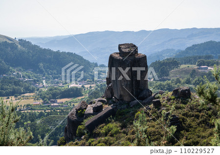 Landscapes of Peneda Geres National Park, North Portugal, view of the mountains, stone monuments and trees, selective focus 110229527