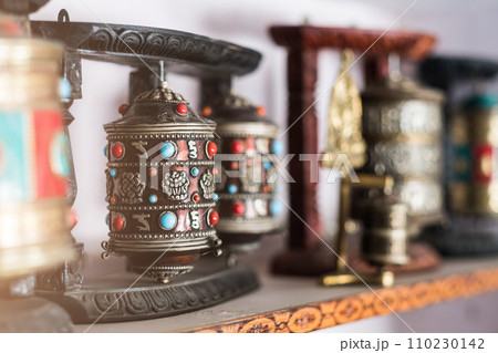Nepalese prayer wheels at the street market Nepalese prayer wheels at the street market 110230142