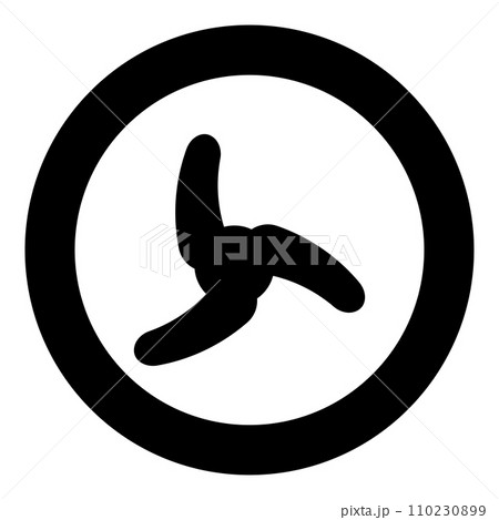 Screw of ship propeller fan turbine three-bladed icon in circle round black color vector illustration image solid outline style 110230899