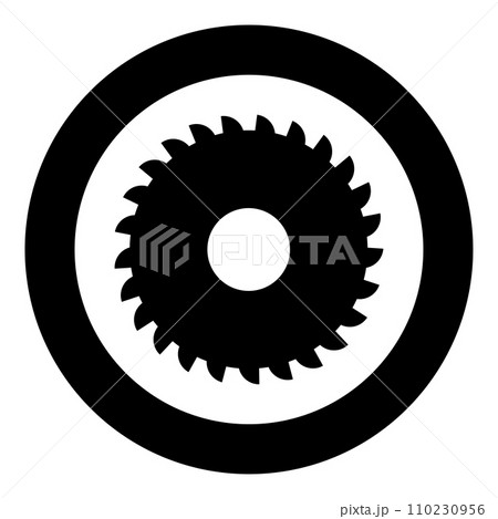 Round knife millstone circular saw disc icon in circle round black color vector illustration image solid outline style 110230956