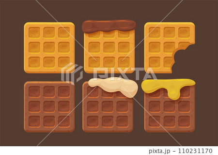 belgian waffles cartoon in set front view 110231170