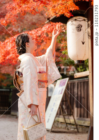 着物を着た女性  紅葉 黄葉 秋のコンセプト 110231793