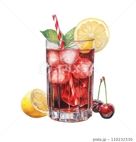 Drink with a straw and lemon. AI generated image Drink with a straw and lemon. AI generated image 110232330