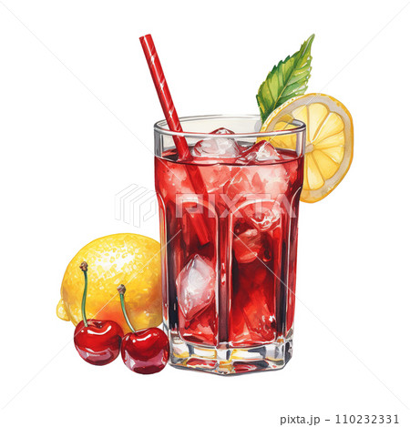 Drink with a straw and lemon. AI generated image Drink with a straw and lemon. AI generated image 110232331