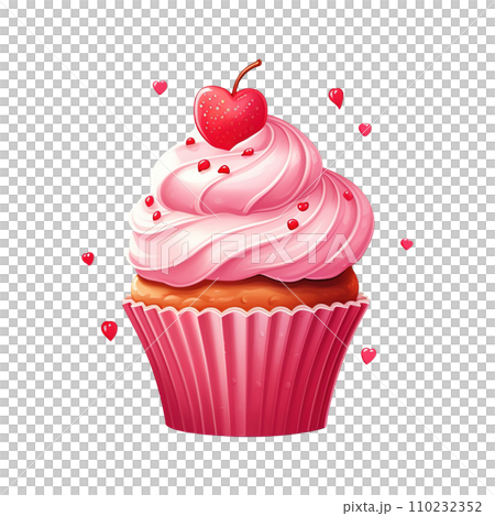 Cupcake with cherry on top. AI generated image 110232352