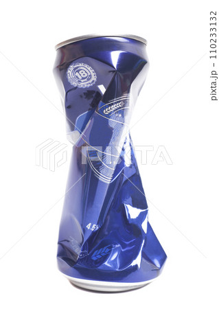 Empty crumpled can from energy drink or beer 110233132