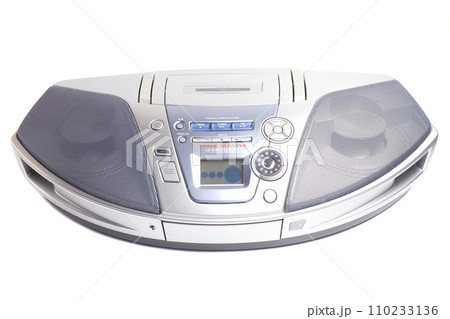 Portable Stereo CD Radio Cassette Recorder isolated on white Portable Stereo CD Radio Cassette Recorder isolated on white 110233136