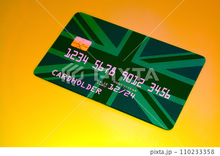 Bank credit plastic card with flag of United Kingdom Bank credit plastic card with flag of United Kingdom 110233358