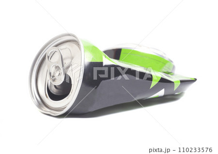 Empty crumpled can from energy drink or beer 110233576