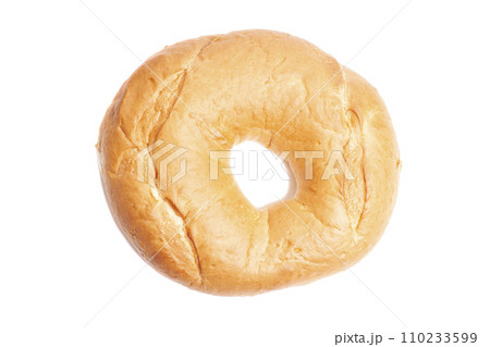 Fresh wheat round white bread bagel isolated on white background, top view Fresh wheat round white bread bagel isolated on white background, top view 110233599