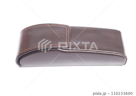 brown leather eyeglasses case isolated on white 110233600