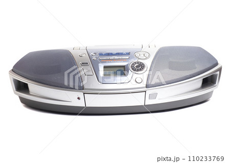Portable Stereo CD Radio Cassette Recorder isolated on white. 110233769