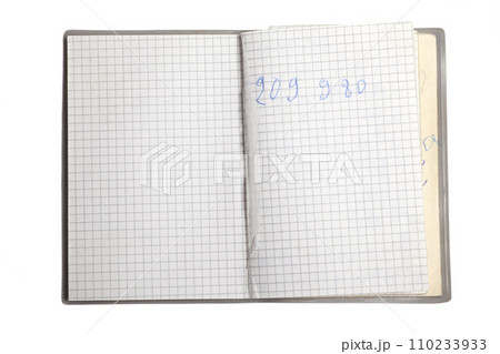 Open old organizer from 80s with written numbers Open old organizer from 80s with written numbers 110233933