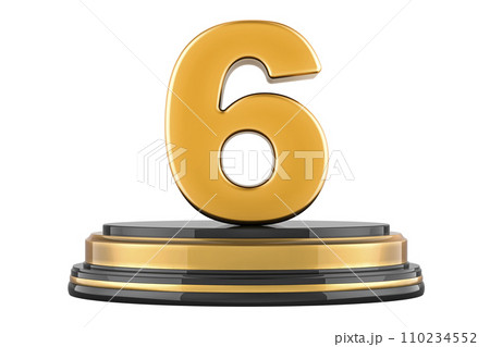 Golden 6, podium award. 3D rendering 110234552