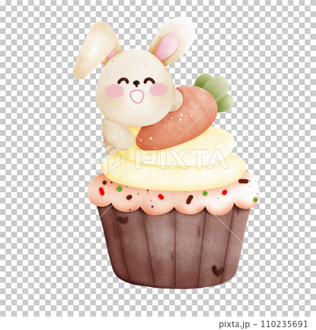 Easter carrot cupcake with bunny 110235691