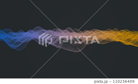 Waveform made of joined dots - 3d illustration 110236409