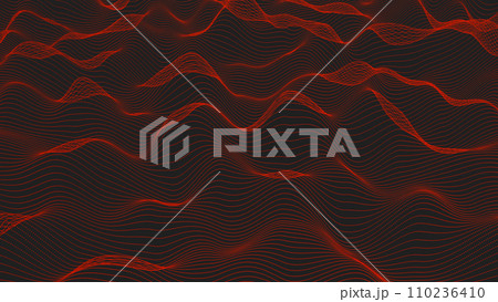 Waveform made of joined dots - 3d illustration 110236410
