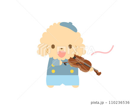 バイオリンを弾く犬のイラスト 110236536