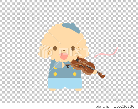 バイオリンを弾く犬のイラスト 110236536