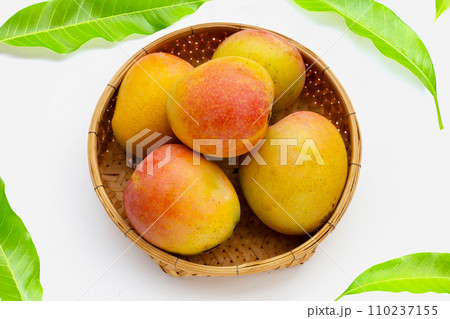 Mango on white background. Tropical fruit Mango on white background. Tropical fruit 110237155