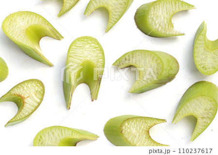 Banana leaf stalk cut slices 110237617