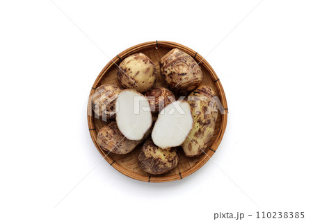 Satoimo, taro roots or japanese sweet taro 110238385