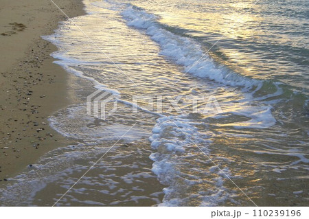 キラキラ光る波打ち際 110239196