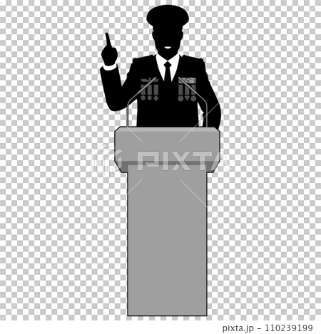 演台でスピーチする軍人④ 110239199