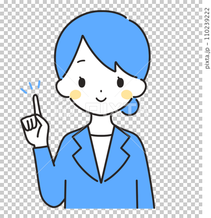 藍色 | 穿西裝的女人指著 | 上半身 110239222