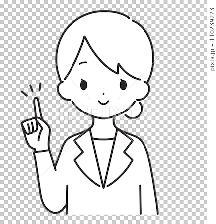 單色 | 穿著西裝的女人指著 | 上半身 110239223