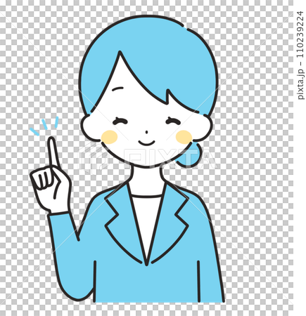 淺藍色 | 穿著西裝的女人指著 | 上半身 110239224