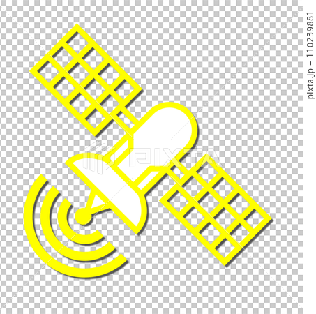宇宙空間で電波の送受信をする人工衛星のイラスト 110239881