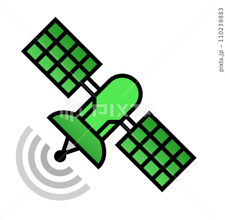 宇宙空間で電波の送受信をする人工衛星のイラスト 宇宙空間で電波の送受信をする人工衛星のイラスト 110239883