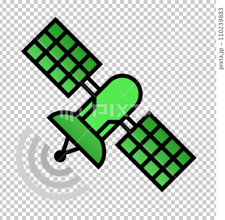 宇宙空間で電波の送受信をする人工衛星のイラスト 宇宙空間で電波の送受信をする人工衛星のイラスト 110239883