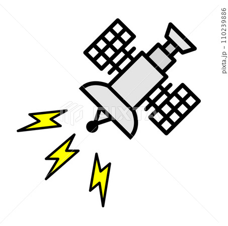 宇宙空間で電波の送受信をする人工衛星のイラスト 宇宙空間で電波の送受信をする人工衛星のイラスト 110239886