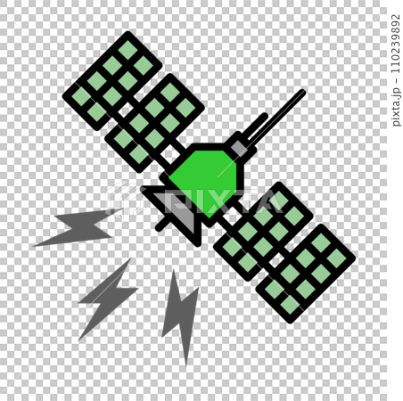 Illustration of an artificial satellite transmitting and receiving radio waves in outer space Illustration of an artificial satellite transmitting and receiving radio waves in outer space 110239892