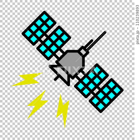 Illustration of an artificial satellite transmitting and receiving radio waves in outer space Illustration of an artificial satellite transmitting and receiving radio waves in outer space 110239893