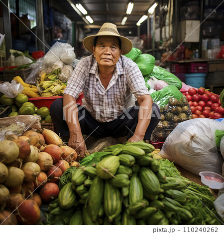 AI-generated content. bangkok vegetable market vendor 110240262