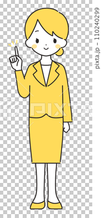 Yellow|Woman in suit pointing finger|Full body Yellow|Woman in suit pointing finger|Full body 110240299