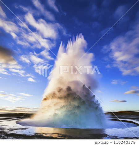 AI-generated content. iceland geyser erupting 110240378