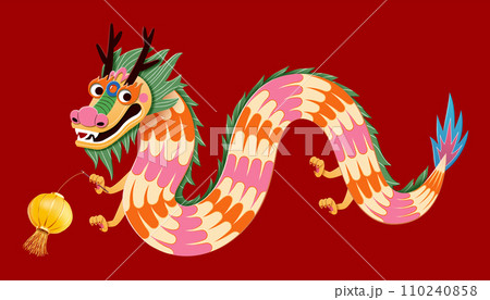 CNY playful dragon with lantern CNY playful dragon with lantern 110240858