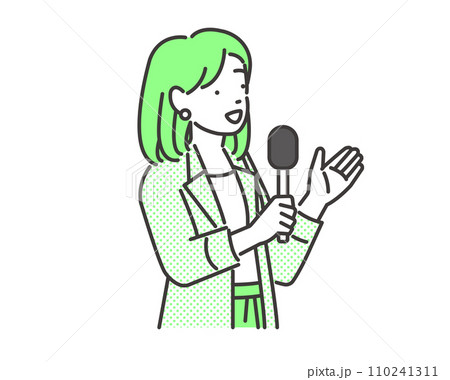 マイクを持つ女子アナのベクターイラスト素材 マイクを持つ女子アナのベクターイラスト素材 110241311