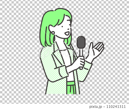 マイクを持つ女子アナのベクターイラスト素材 マイクを持つ女子アナのベクターイラスト素材 110241311