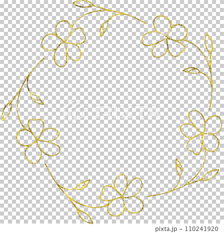 Gold Floral Doodle Borders and Frames. 110241920